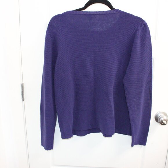 Eileen Fisher Long Sleeve Scoop Neck Sweater Organic Cotton Size Medium - Picture 3 of 3